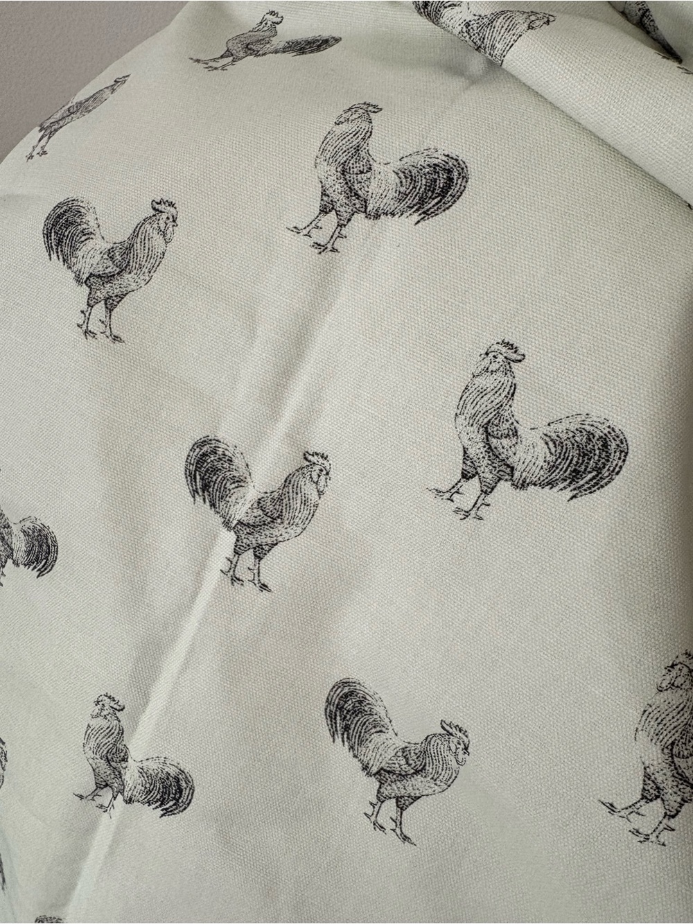 Waverly Black White Cotton Drapery Upholstery Fabric Roosters Hens 45 x 58”